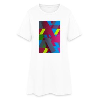 Neon Geometric Triangle Composition - Women’s T-Shirt Dress - white - Front