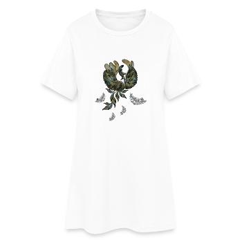 Élégant paon aux couleurs vertes. - Robe T-shirt Femme - blanc - Devant