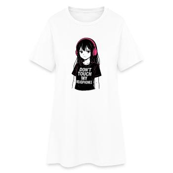 Anime Girl - Don’t Touch My Headphones - Frauen T-Shirt-Kleid - Weiß - Vorne