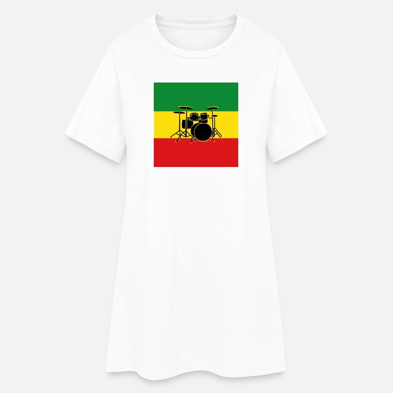 Tambours reggae - Robe T-shirt Femme - blanc
