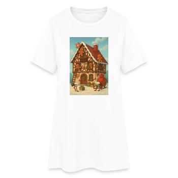 Alsace Maison à colombages pain d'épice féerique - Robe T-shirt Femme - blanc - Devant
