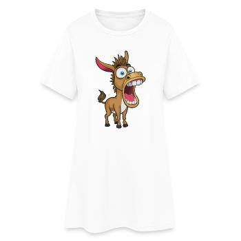 Wild donkey with a giant maw - Women’s T-Shirt Dress - white - Front
