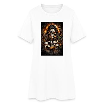 Travaillez dur ou restez fauché - Robe T-shirt Femme - blanc - Devant