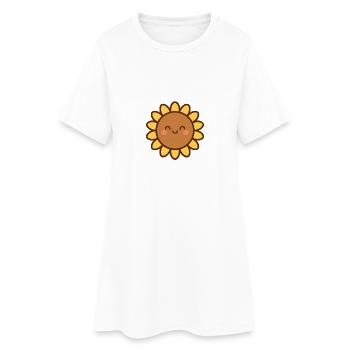 Fleur souriante jaune - Robe T-shirt Femme - blanc - Devant
