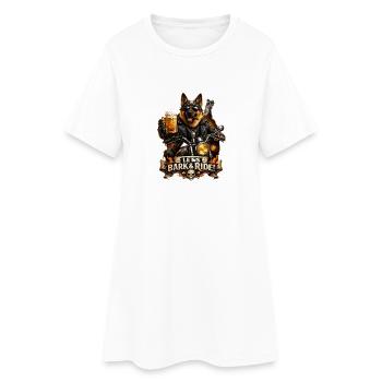 Let’s Bark & Ride – Fun Biker Dog - Frauen T-Shirt-Kleid - Weiß - Vorne