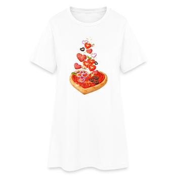 Pizza en forme de cœur avec illustration de salami - Robe T-shirt Femme - blanc - Devant