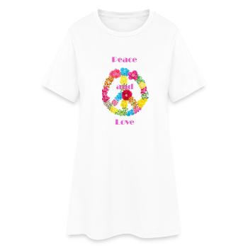 Signe de paix des Fleurs - Robe T-shirt Femme - blanc - Devant