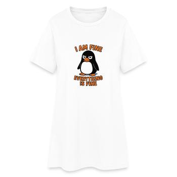 Calme-toi, manchot, tout va bien - Robe T-shirt Femme - blanc - Devant