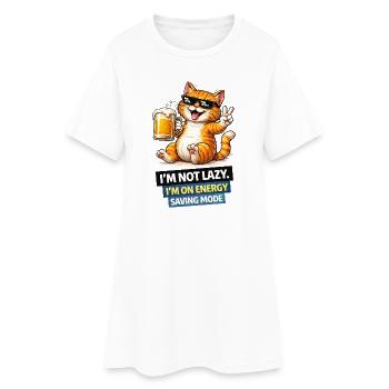 Chat économe en énergie Pas paresseux - Robe T-shirt Femme - blanc - Devant