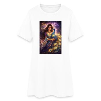Mystische Indische Frau mit Pfau - Frauen T-Shirt-Kleid - Weiß - Vorne