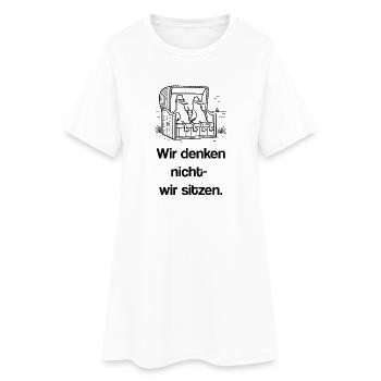 Strandkorb Möwen Denken Sitzen Entspannung Urlaub - Frauen T-Shirt-Kleid - Weiß - Vorne