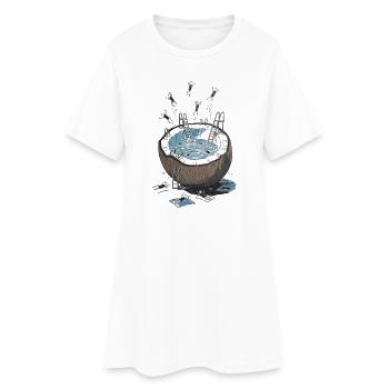 Kokosnusspool Sprungparty - Frauen T-Shirt-Kleid - Weiß - Vorne