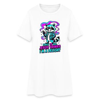 First of All Jesus Thinks I'm A Delight Raccoon - Women’s T-Shirt Dress - white - Front