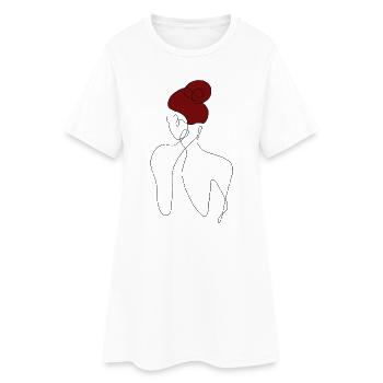Elegant Womans back Line Art Style - with red hair - Frauen T-Shirt-Kleid - Weiß - Vorne