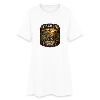 Fischen ist meine Therapie - Frauen T-Shirt-Kleid - Weiß - Vorne