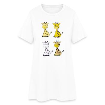 Giraffe Quartet Colorful - Women’s T-Shirt Dress - white - Front