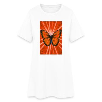 Schmetterling - Frauen T-Shirt-Kleid - Weiß - Vorne