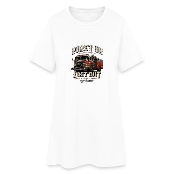 Fire Truck 24 Design - Premier entré dernier - Robe T-shirt Femme - blanc - Devant