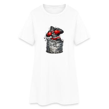 Gorille boxeur sortant du baril - Robe T-shirt Femme - blanc - Devant