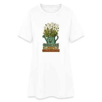 Gießkanne statt Gedankenkreisen - Frauen T-Shirt-Kleid - Weiß - Vorne