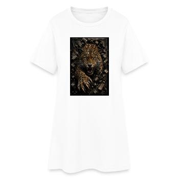 Leopard furious among the blocks - Women’s T-Shirt Dress - white - Front