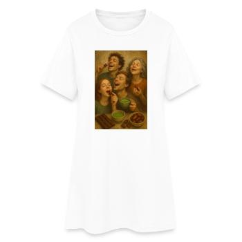 Gourmet round: Family shares cocoa chocolate - Women’s T-Shirt Dress - white - Front
