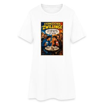 Sternzeichen Zwillinge - Humor für Unentschlossene - Frauen T-Shirt-Kleid - Weiß - Vorne