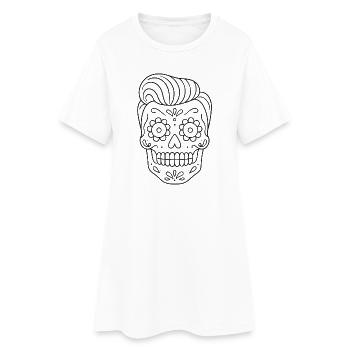 Mexikanischer Totenkopf_Kurzhaarfrisur ausmalen - Frauen T-Shirt-Kleid - Weiß - Vorne