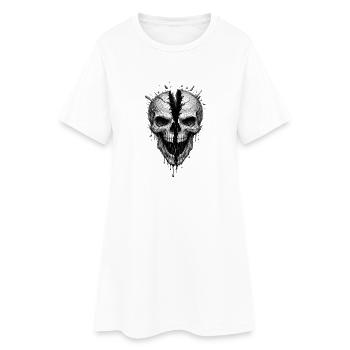 Split Skull Gothic Horror-Grafik - Frauen T-Shirt-Kleid - Weiß - Vorne