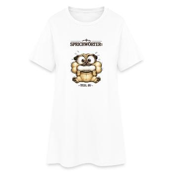 Sprichwort Mund zu voll genommen - Frauen T-Shirt-Kleid - Weiß - Vorne