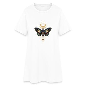 Goldener Mondschmetterling mit Sternenstrahlen - Frauen T-Shirt-Kleid - Weiß - Vorne
