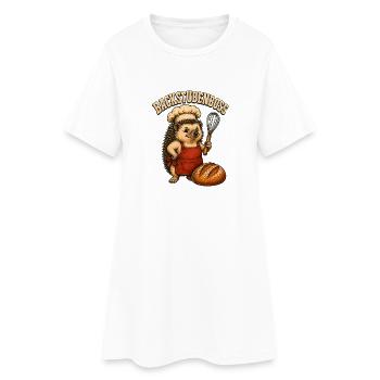 Backstubenboss Igel Koch - Frauen T-Shirt-Kleid - Weiß - Vorne
