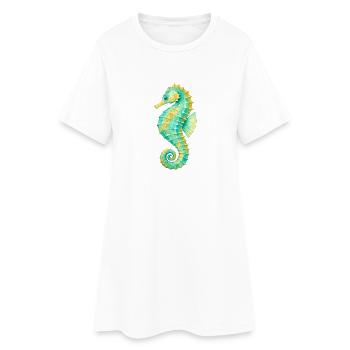 Hippocampe aquarelle - Robe T-shirt Femme - blanc - Devant