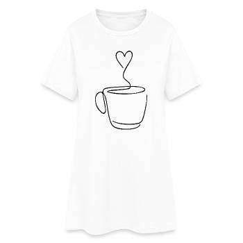 Coffee lovers draw coffee with a line - Women’s T-Shirt Dress - white - Front