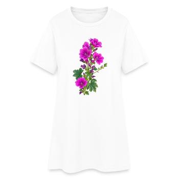 Fleurs de geranium pourpres - Robe T-shirt Femme - blanc - Devant