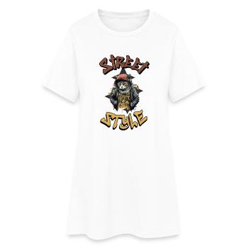 Cat Streetstyle Hip Hop Rap Cool - Robe T-shirt Femme - blanc - Devant