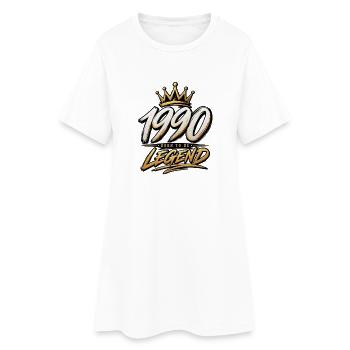 1990 Né : Légende avec couronne - Robe T-shirt Femme - blanc - Devant