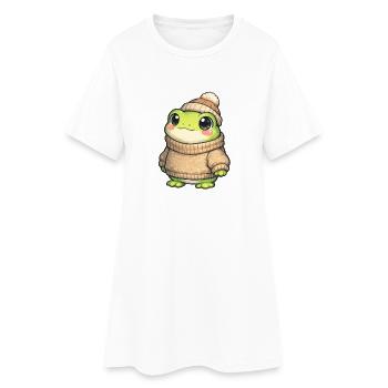 Grenouille câline en pull d’hiver - Robe T-shirt Femme - blanc - Devant