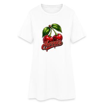Cerises - Robe T-shirt Femme - blanc - Devant