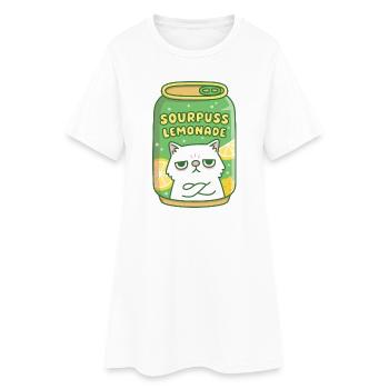 Funny Grouchy Cat Sourpuss Lemonade Drink Can - Robe T-shirt Femme - blanc - Devant
