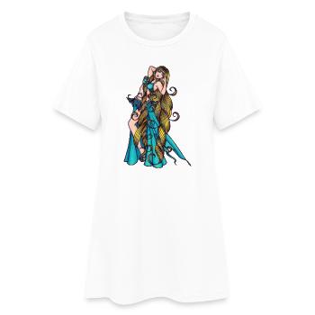 Bauchtänzerin im türkisfarbenen Kleid - Frauen T-Shirt-Kleid - Weiß - Vorne
