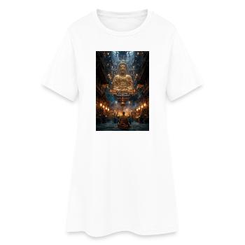 Goldener Buddha in der Heiligen Halle - Frauen T-Shirt-Kleid - Weiß - Vorne