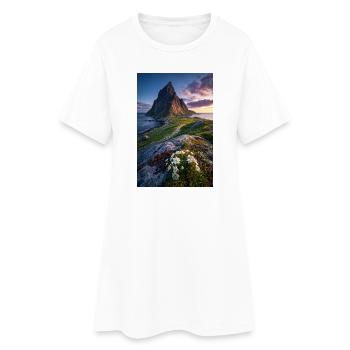 Coastal Peak mit Wildblumen - Frauen T-Shirt-Kleid - Weiß - Vorne