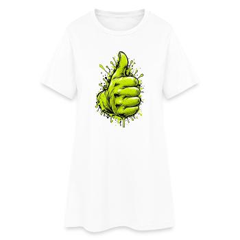 Neon Grüner Daumen Graffiti - Frauen T-Shirt-Kleid - Weiß - Vorne