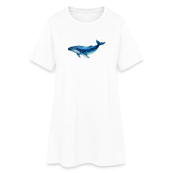Blauer Wasserwal Aquarell - Frauen T-Shirt-Kleid - Weiß - Vorne