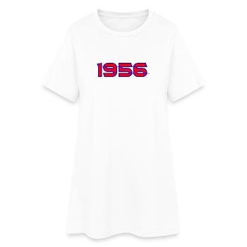 Leuchtende 1956 Neon Print - Frauen T-Shirt-Kleid - Weiß - Vorne