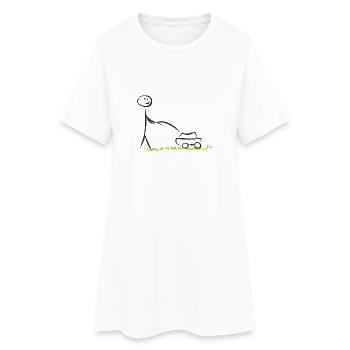 L'homme avec tondeuse à gazon - Robe T-shirt Femme - blanc - Devant