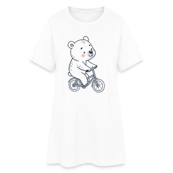 Ours polaire en vélo pastel - Robe T-shirt Femme - blanc - Devant
