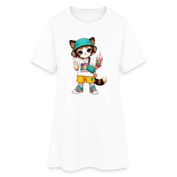 Kitten Summer Vibe Tropic - Frauen T-Shirt-Kleid - Weiß - Vorne