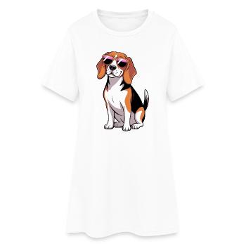 Beagle Dog portant des lunettes de soleil - Robe T-shirt Femme - blanc - Devant